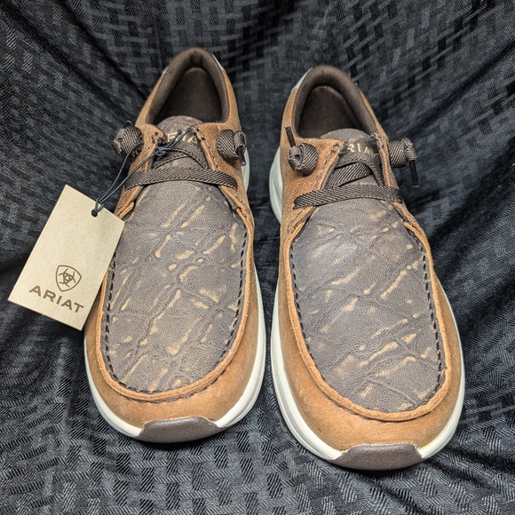 Ariat Brown and Tan Buckeye Loafers. main image 4
